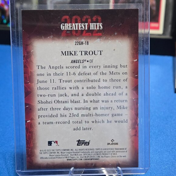 2023 Topps 2022 Greatest Hits #22GH-18 Mike Trout - Picture 2 of 2